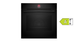 Einbau-Backofen HBG972KB1 in der Farbe Schwarz von vorne