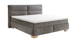 Boxspringbett Cordoba in Mixed Grey, mit Holzfüßen