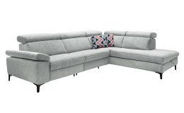 Basis-Ecksofa VIA TARO in der Farbe Grau mit einem Kissen