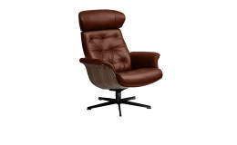 Relaxsessel Timeout, Farbe Cognac mit Schale in Nussbaum
