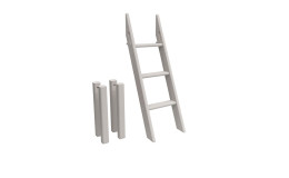 Schrägleiter in grau lasiert mit vier Pfosten daneben.