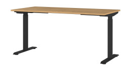 Höhenverstellbarer Schreibtisch Jet in Grandson-Eiche und Schwarz, 160 x 80 cm