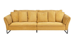 Sofa Almeria in Ocker mit Taschenfederkern und Designfuß