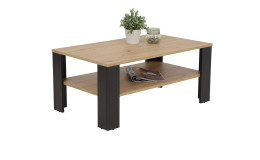 Couchtisch Bob im Dekor Artisan Eiche und Winkelfüße im Dekor Schwarz