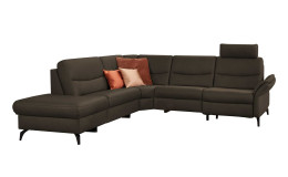 Komfort-Polsterecke 1468, in der Farbausführung Dunkelbraun, in Leder