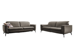 Komfort-Sitzgruppe Casablanca in einem Echtlederbezug in der Farbe Grey.