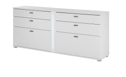 Sideboard Leander in weiß mit Tiefziehfronten inkl. senkrechter Beleuchtung