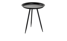 Beistelltisch Hardy 2 mit rundem Tablett-Top und drei schlanken Beinen in Schwarz