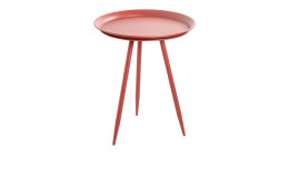 Roter Beistelltisch Hardy 2 mit rundem Tablett und drei schlanken Beinen