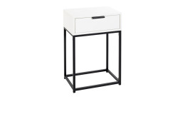 Konsole Marlena mit weißem Korpus, einer Schublade und schwarzem Metallgestell
