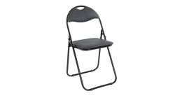 Klappstuhl Sheila mit schwarzem Bezug und Metallrahmen, zusammenklappbar