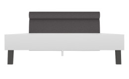 Bett Mailand 700 mit einem Gestell aus Holzwerkstoff in Bianco weiß matt und einem Anthrazitemn Kopfteil aus Stoff.