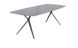 Gartentisch Cliff mit grauer Tischplatte aus Sinterstein und Gestell in Anthrazit aus Aluminium, Ansicht Freisteller