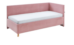 Basis-Liege mit Bettkasten Chicago in einem Cordstoffbezug in Rose.