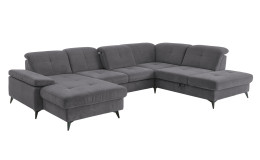 Basis-Wohnlandschaft plano|FORM Berlin, in der Farbausführung Anthrazit, Schrägansicht