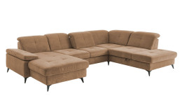 Basis-Wohnlandschaft plano|FORM Berlin, in der Farbausführung Kurkuma, Schrägansicht