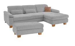 Komfort-Wohnlandschaft plano|FORM Marbella, in der Farbausführung Grey mit dem passenden Hocker