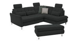 Komfort-Wohnlandschaft plano|FORM Imola, in der Farbausführung Anthrazit, mit Hocker