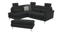 Komfort-Wohnlandschaft plano|FORM Imola, in der Farbausführung Anthrazit, mit Hocker