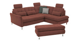 Komfort-Wohnlandschaft plano|FORM Imola, in der Farbausführung Wine, mit Hocker