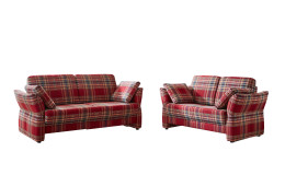 Basis-Sitzgruppe Melbourne, in der Farbausführung Rot / Kariert