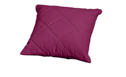 Das Partykissen Kidsworld von Paidi ist ein quadratisches, gestepptes Kissen mit einem Bezug aus magentafarbener Baumwolle.
