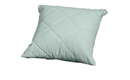 Das Paidi Partykissen Kidsworld ist ein pastellgrünes, gestepptes, quadratisches Kissen mit diagonaler Steppung und verdecktem Reißverschluss.