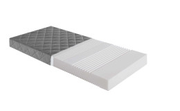 Mehrzonen-Kaltschaum-Matratze in der Größe 90 x 190 cm und in der Farbausführung anthrazit, halb bezogen