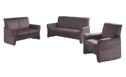 Komfort-Sitzgruppe Jena aus Stoff in der Farbe Ebenholz.