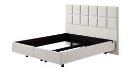 Polsterbett Discovery Classic in einem Bezug in White Fabric. Schräge Seitensnsicht