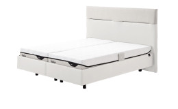 Polsterbett Discovery Classic in einem Bezug in White Fabric in Stoff und Leder.