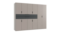 Drehtürenschrank Washington in der Farbe Grau mit Absetzungen in Graphit