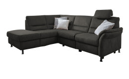 Komfort-Wohnlandschaft plano|FORM Dale mit Kissen dekoriert, in der Farbe Anthrazit