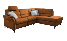 Komfort-Wohnlandschaft plano|FORM Dale mit Kissen dekoriert, in der Farbe Curry