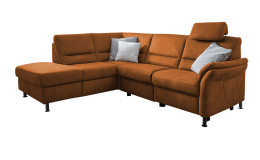 Komfort-Wohnlandschaft plano|FORM Dale mit Kissen dekoriert, in der Farbe Curry