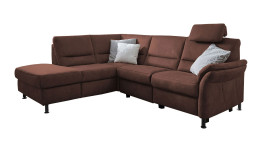 Komfort-Wohnlandschaft plano|FORM Dale mit Kissen dekoriert, in der Farbe Rotbraun