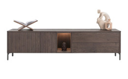 Lowboard Trenton in Clay (Ton) Eichenfurnier, mit 2 Türen und 2 Schubladen