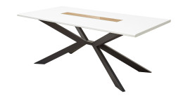 Esstisch Florenz mit einer Tischplatte in Weiß und einem schwarzen Gestell