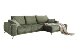 Wohnlandschaft Boston mit einer Ottomane auf der rechten Seite in grün.