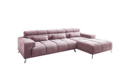 Komfort-Wohnlandschaft Salzburg in der Farbe Flieder. Ottomane auf der rechten Seite.