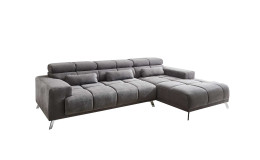 Komfort-Wohnlandschaft Salzburg in der Farbe Stone. Ottomane auf der rechten Seite.