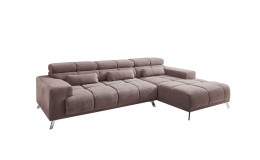Basis-Wohnlandschaft Salzburg in der Farbe Taupe, Ottomane auf der rechten Seite.