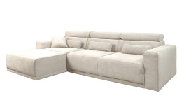 Basis-Wohnlandschaft Carter in der Farbe Creme, Ottoman auf der linken Seite.