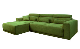 Basis-Wohnlandschaft Carter in der Farbe Grün, Ottoman auf der linken Seite.