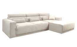Basis-Wohnlandschaft Carter in der Farbe Creme, Ottomane auf der rechten Seite. 