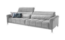 Komfort-Big Sofa Lilly mit einem Cordbezug in Hellgrau.