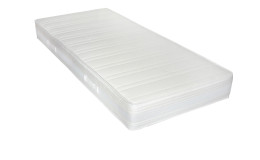 Taschenfederkernmatratze Moon TFK 100 x 200 cm H3 aus einem weiße Doppelstepptuch das mit Klimavlies versteppt ist.