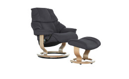 Relaxsessel mit Hocker Stressless Reno (M) Classic, in der Farbausführung Black