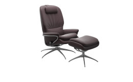 Relaxsessel mit Hocker Stressless Rome M Star Bezug in Paloma Echtleder Bordeaux und Gestell aus Aluminium