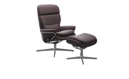 Relaxsessel mit Hocker Stressless Rome M Cross Bezug in Paloma Echtleder Bordeaux und Gestell in Aluminium